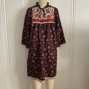 Vintage 1960s paisley hippie prairie shift dress
